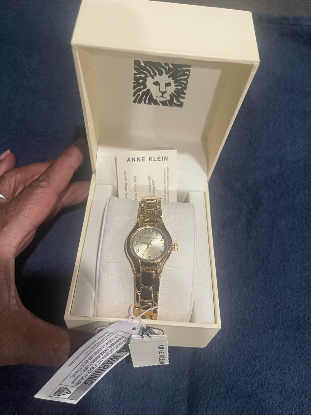 Anne Klein Gold Tone Chain-Link Bracelet Watch with Champagne Dial